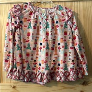 Festive Long Sleeve Top with Holiday Print